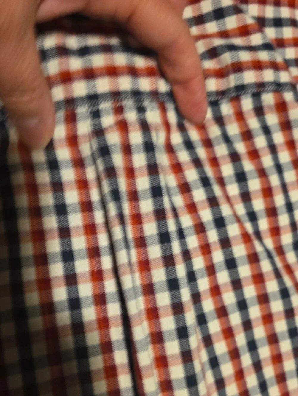 Banana Republic Men's Red, White & Blue Check Button-Down Shirt, Grant Fit, XL